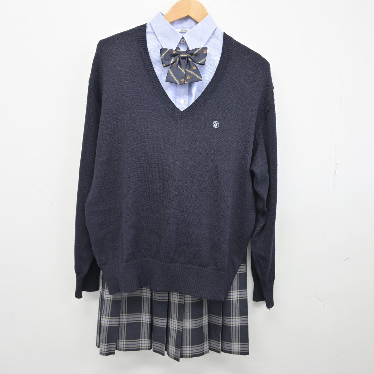 【中古】東京都 千早高等学校 女子制服 5点（ブレザー・ニット・シャツ・スカート）sf038522