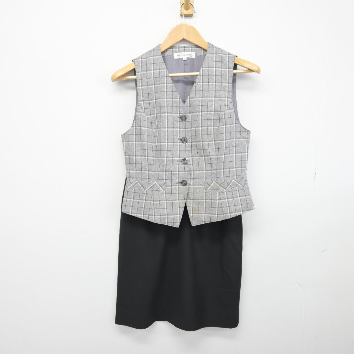 【中古】 一般事務服 女子制服 2点（ベスト・スカート）sf038549