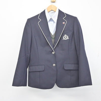 【中古】鹿児島県 鹿児島高等学校 女子制服 3点（ブレザー・ニットベスト・シャツ）sf038590