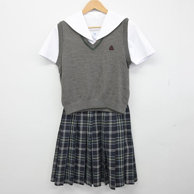 【中古】鹿児島県 鹿児島高等学校 女子制服 3点（ニットベスト・セーラー服・スカート）sf038592