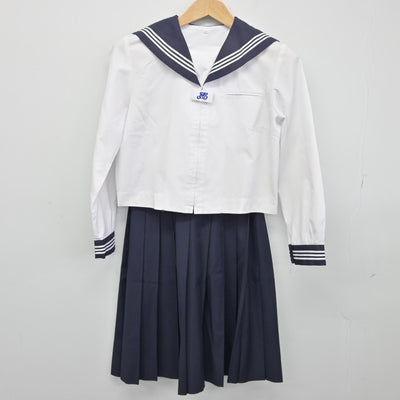 【中古】神奈川県 座間市立西中学校 女子制服 3点（セーラー服・セーラー服・スカート）sf038653