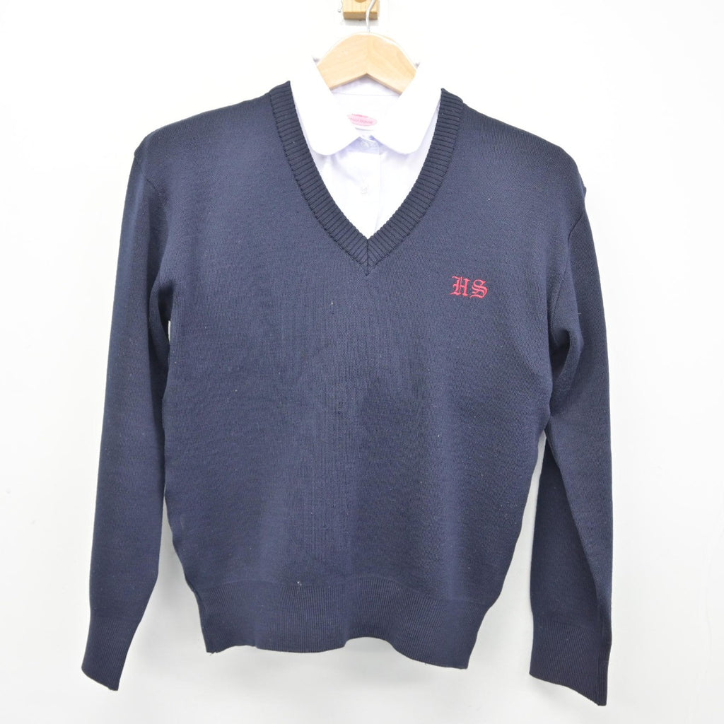 【中古】兵庫県 姫路飾西高等学校 女子制服 2点（ニット・シャツ）sf038669