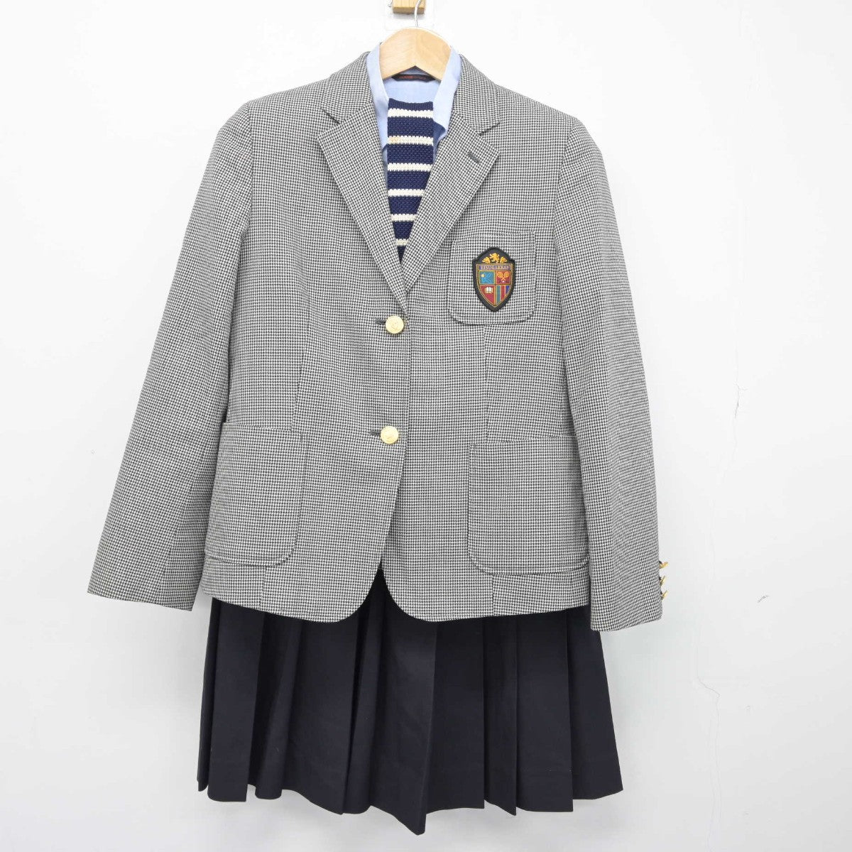 【中古】広島県 福山英数学館高等学校 女子制服 4点（ブレザー・シャツ・スカート）sf038677