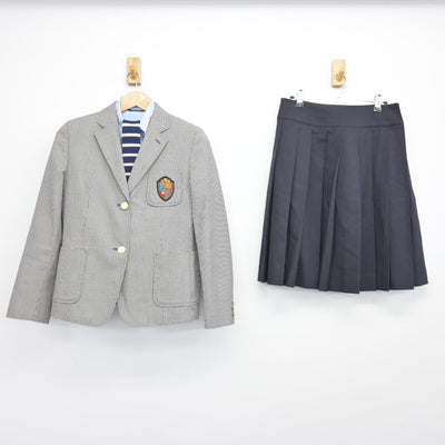 【中古】広島県 福山英数学館高等学校 女子制服 4点（ブレザー・シャツ・スカート）sf038677