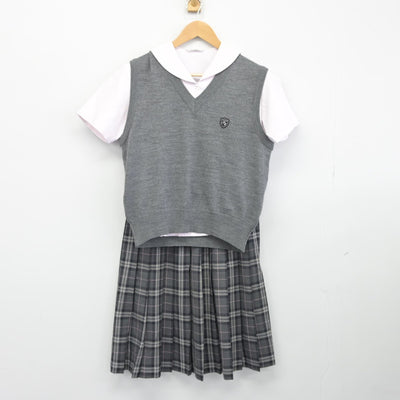 【中古】東京都 藤村女子中学校 女子制服 3点（ニットベスト・シャツ・スカート）sf038706