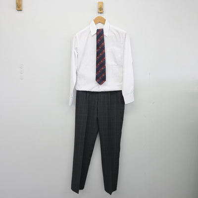 【中古】東京都 府中西高等学校 男子制服 4点（ブレザー・シャツ・ズボン）sf038707