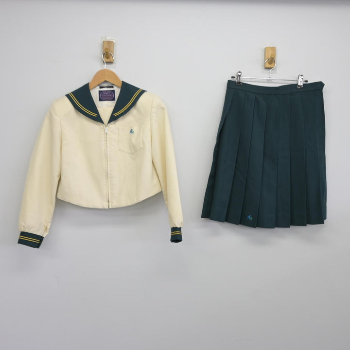 【中古】佐賀県 弘学館中学校 女子制服 2点（セーラー服・スカート）sf038711