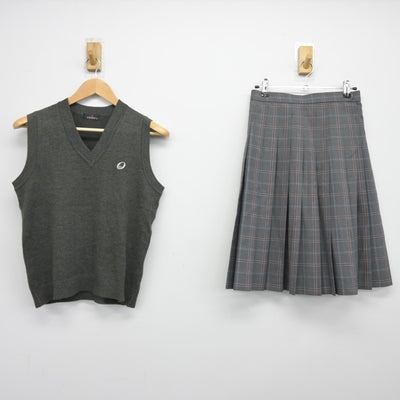 【中古】東京都 大冠高等学校 女子制服 2点（ニットベスト・スカート）sf038730