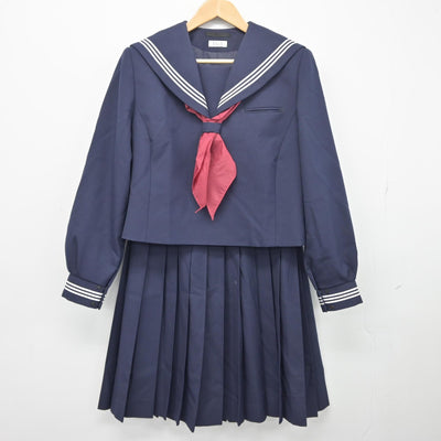 【中古】福島県 いわき市立小川中学校 女子制服 3点（セーラー服・スカート）sf038741