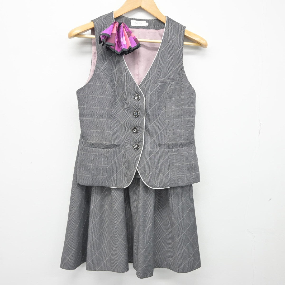 【中古】 事務服 女子制服 2点（ベスト・スカート）sf038745