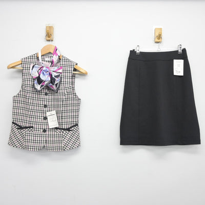 【中古】 事務服 女子制服 3点（ベスト・スカート）sf038747