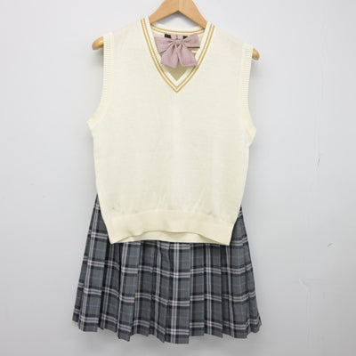 【中古】埼玉県 昌平高等学校 女子制服 3点（ニットベスト・スカート）sf038757