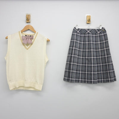 【中古】埼玉県 昌平高等学校 女子制服 3点（ニットベスト・スカート）sf038757