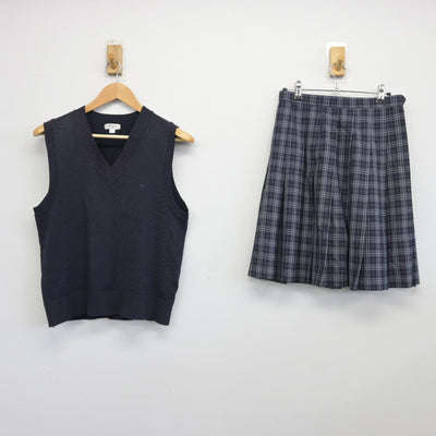 【中古】兵庫県 須磨学園高等学校 女子制服 2点（ニットベスト・スカート）sf038802