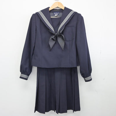 【中古】滋賀県 膳所高等学校 女子制服 3点（セーラー服・スカート）sf038858