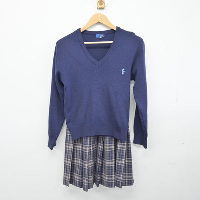 【中古】神奈川県 相模女子大学中学部高等部 女子制服 2点（ニット・スカート）sf038865