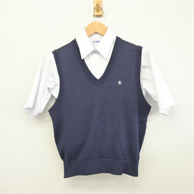 【中古】埼玉県 戸田市立喜沢中学校 女子制服 2点（ニットベスト・シャツ）sf038875