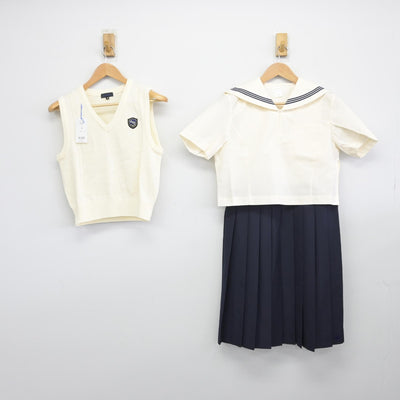 【中古】福岡県 博多女子高等学校 女子制服 3点（ニットベスト・セーラー服・ジャンパースカート）sf038926