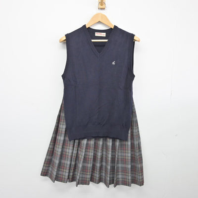 【中古】東京都 立川市立第五中学校 女子制服 2点（ニットベスト・スカート）sf038975