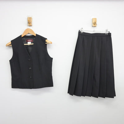 【中古】群馬県 前橋商業高等学校 女子制服 2点（ベスト・スカート）sf038986