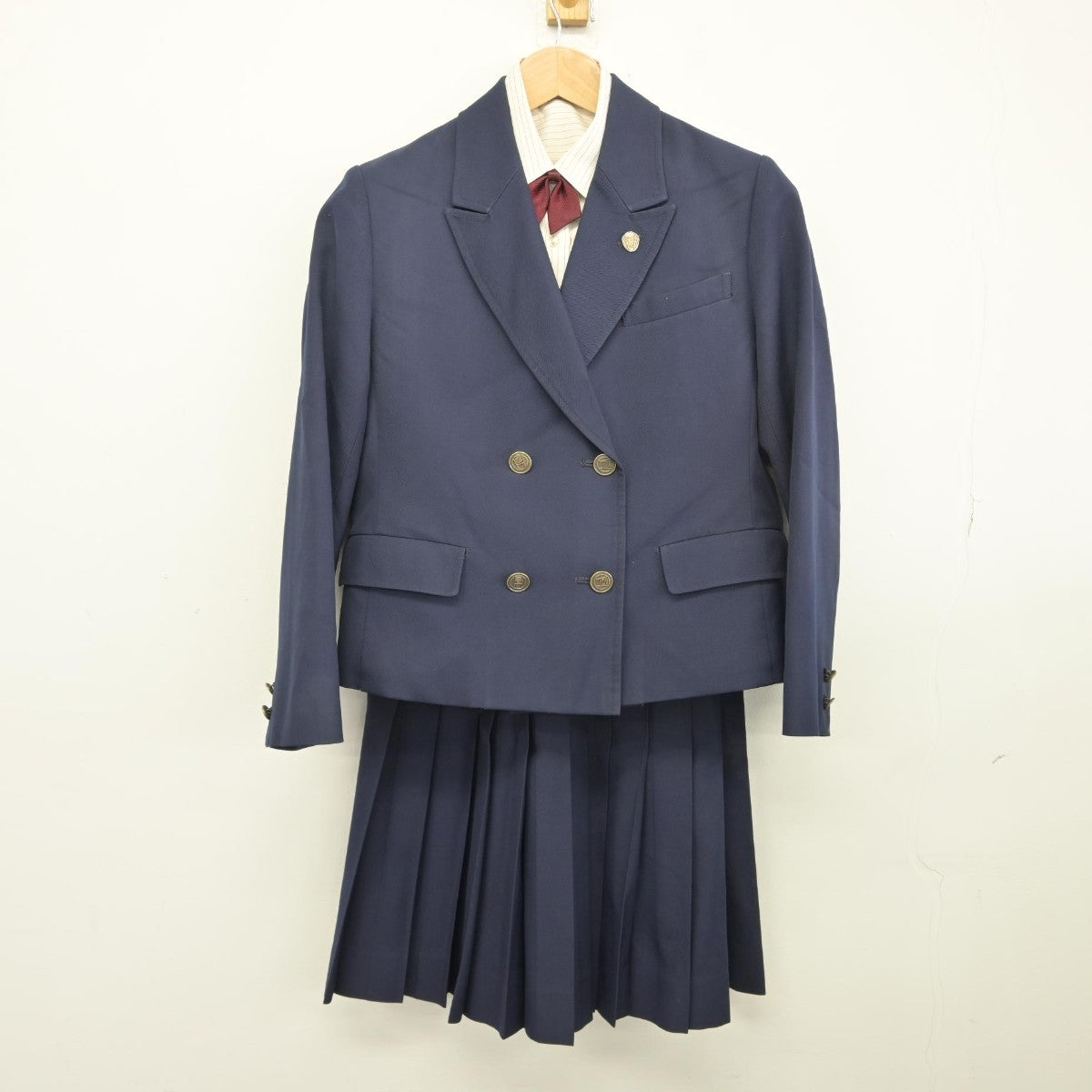 【中古】大分県 大分豊府高等学校 女子制服 5点（ブレザー・ベスト・シャツ・スカート）sf038994