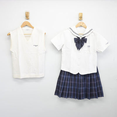 【中古】埼玉県 秋草学園高等学校 女子制服 4点（ニットベスト・セーラー服・スカート）sf039001