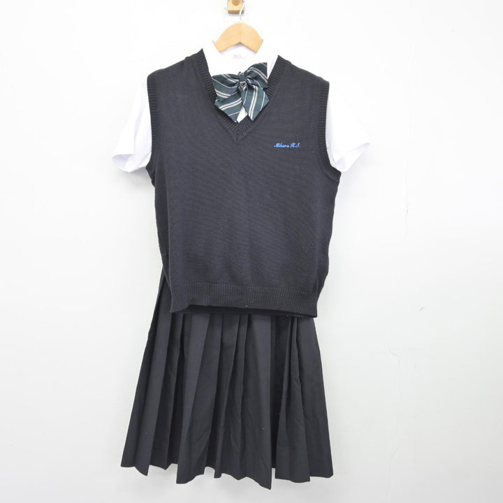 【中古】大阪府 美原高等学校 女子制服 5点（シャツ・ニットベスト・スカート）sf039037