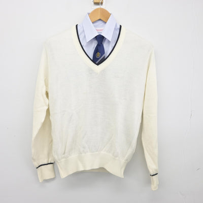 【中古】大阪府 大阪信愛学院高等学校 女子制服 3点（シャツ・ニット）sf039051