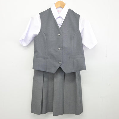 【中古】神奈川県 上の宮中学校 女子制服 3点（ベスト・シャツ・スカート）sf039063