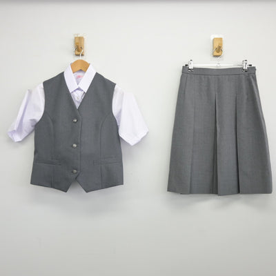 【中古】神奈川県 上の宮中学校 女子制服 3点（ベスト・シャツ・スカート）sf039063