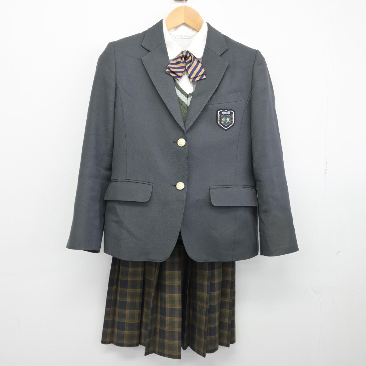 【中古】石川県 大聖寺高等学校 女子制服 5点（ブレザー・ニット・シャツ・スカート）sf039070