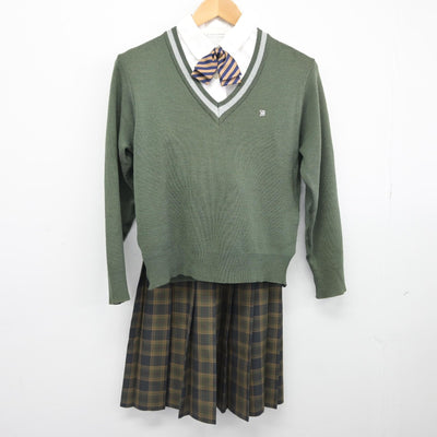 【中古】石川県 大聖寺高等学校 女子制服 5点（ブレザー・ニット・シャツ・スカート）sf039070