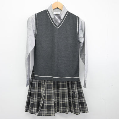 【中古】東京都 神戸龍谷高等学校 女子制服 4点（ニットベスト・シャツ・スカート）sf039082