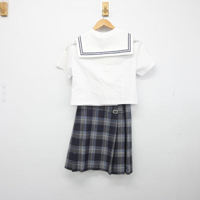 【中古】岡山県 美作高等学校 女子制服 3点（セーラー服・ニットベスト・スカート）sf039170