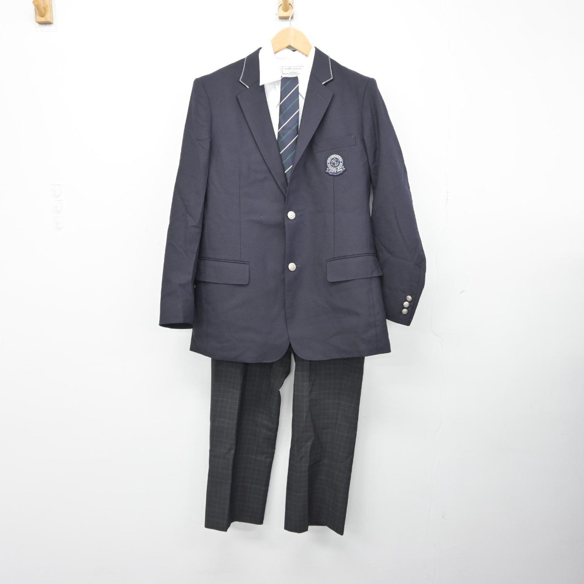 【中古】大阪府 箕面学園高等学校 男子制服 5点（ブレザー・シャツ・ズボン）sf039179