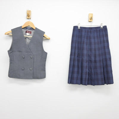 【中古】鹿児島県 錦江湾高等学校 女子制服 2点（ベスト・スカート）sf039201