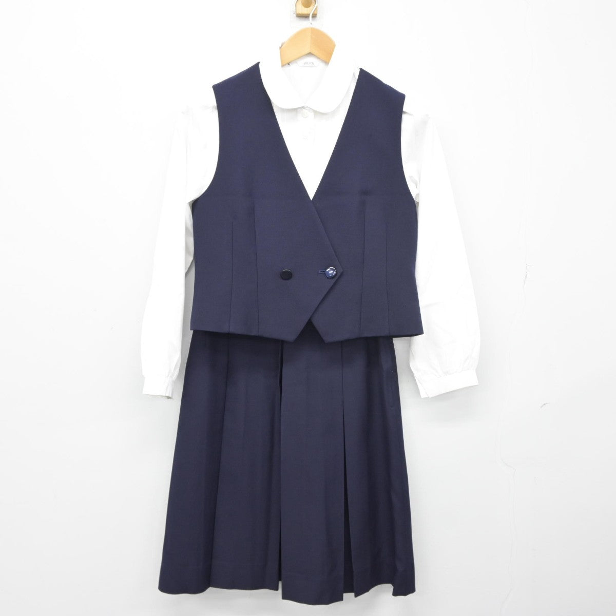 【中古】群馬県 前橋女子高等学校 女子制服 4点（ブレザー・ベスト・シャツ・スカート）sf039207