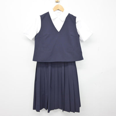 【中古】群馬県 前橋市立桂萱中学校 女子制服 3点（ベスト・シャツ・スカート）sf039216