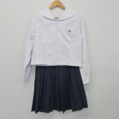 【中古】福井県 鯖江高等学校 女子制服 3点（セーラー服・スカート）sf039275