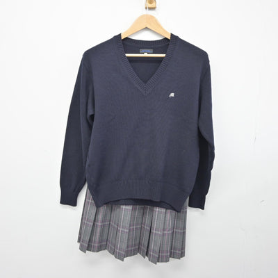 【中古】東京都 目黒学院高等学校 女子制服 3点（ニット・スカート）sf039341