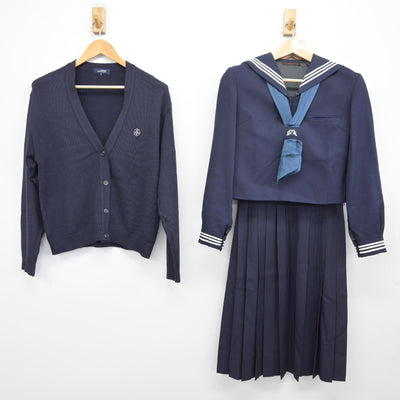 【中古】兵庫県 武庫川女子大学附属高等学校 女子制服 6点（セーラー服・ニット・スカート）sf039384