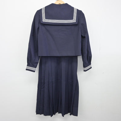 【中古】兵庫県 武庫川女子大学附属中学校 女子制服 6点（セーラー服・ニット・スカート）sf039385