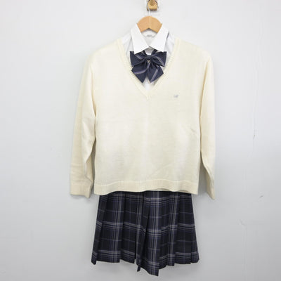 【中古】東京都 三輪田学園中学校高等学校 女子制服 5点（ブレザー・ニット・シャツ・スカート）sf039393