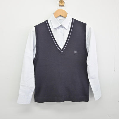 【中古】東京都 三輪田学園中学校高等学校 女子制服 2点（ニットベスト・シャツ）sf039394