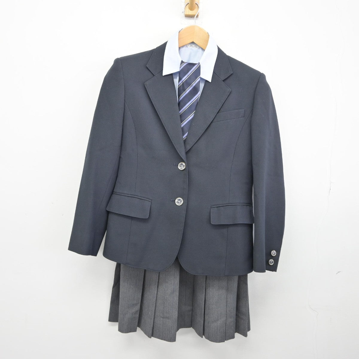 【中古】千葉県 不二女子高等学校 女子制服 5点（ブレザー・シャツ・スカート）sf039407