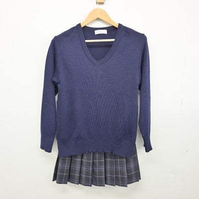 【中古】千葉県 不二女子高等学校 女子制服 2点（ニット・スカート）sf039409