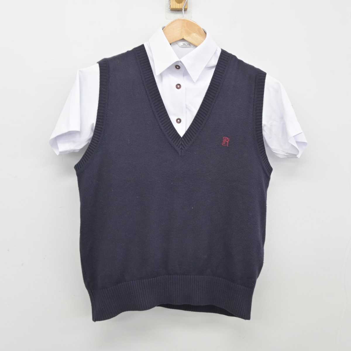 【中古】広島県 広陵高等学校 女子制服 3点（シャツ・ニットベスト）sf039455