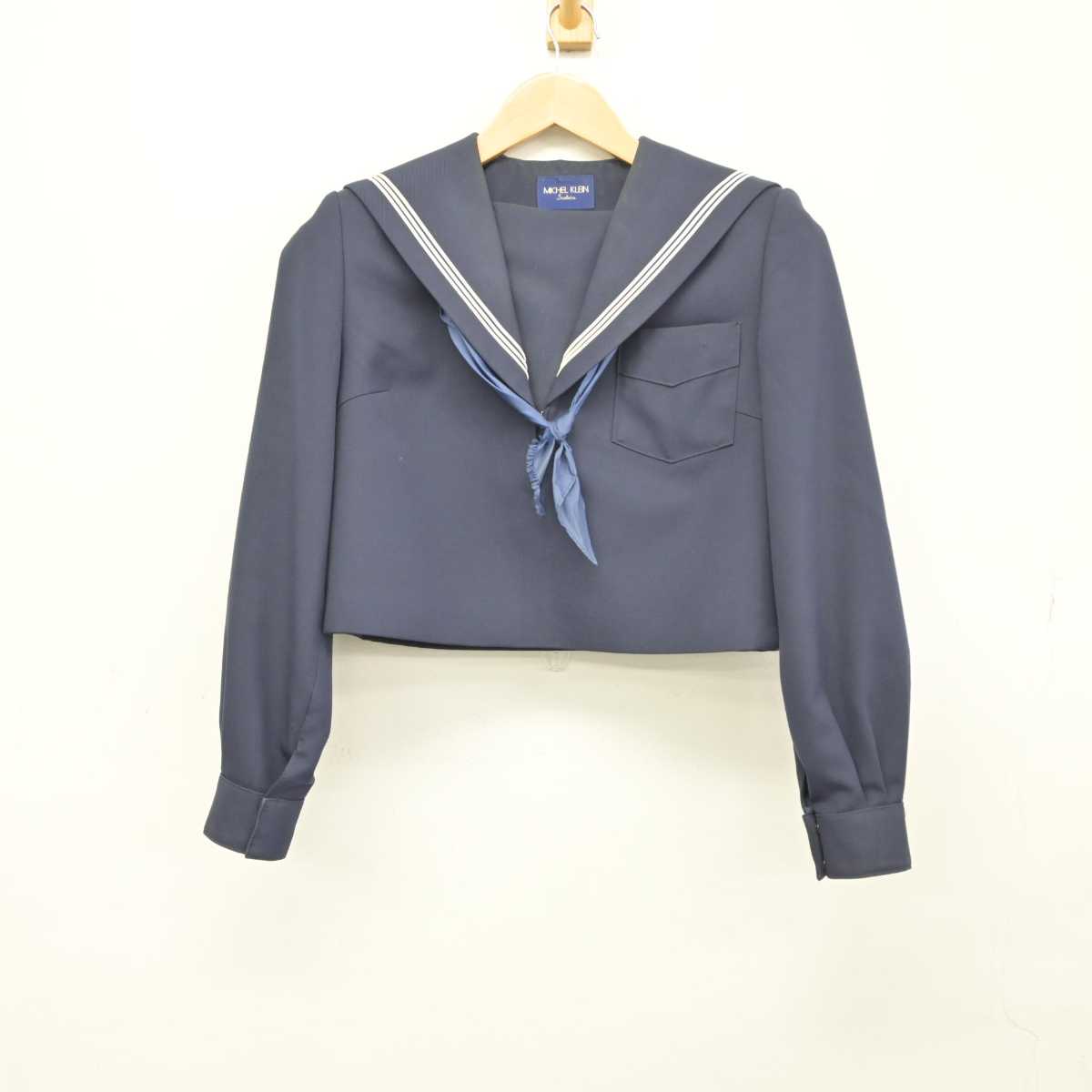 【中古】福岡県 大刀洗中学校 女子制服 3点（セーラー服・ジャンパースカート）sf039521