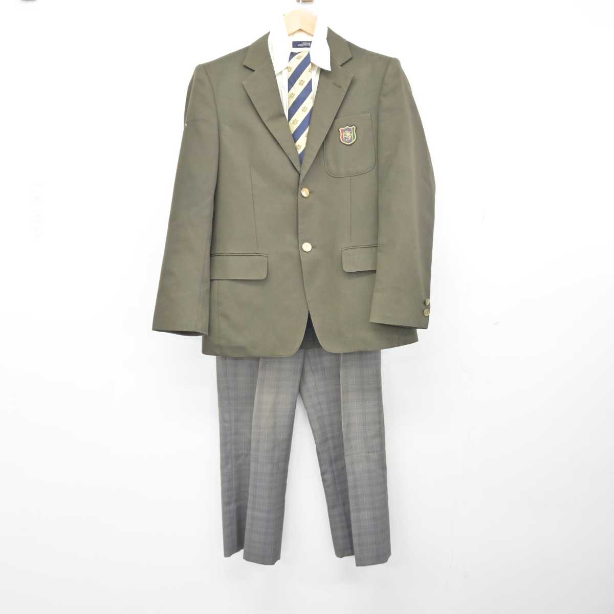 【中古】静岡県 吉原工業高等学校 男子制服 4点（ブレザー・シャツ・ズボン）sf039529