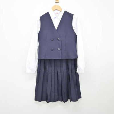 【中古】兵庫県 姫路商業高等学校 女子制服 4点（ブレザー・ベスト・シャツ・スカート）sf039543